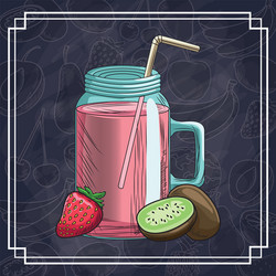 Hand drawn fruits and drinks vector