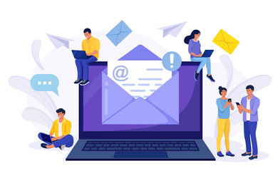 sending and receiving mail messages people using vector image