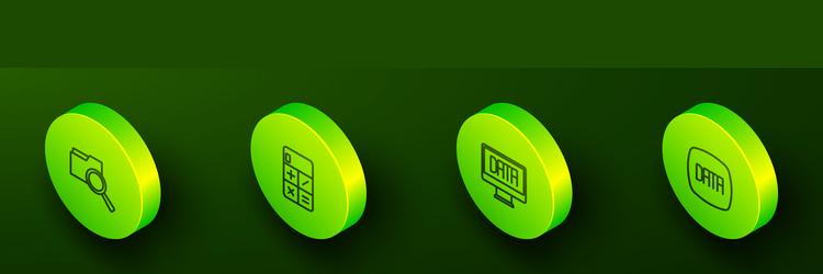 set isometric line search with folder calculator vector image