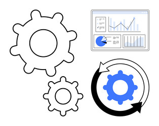 gear mechanism with data analytics dashboard vector image