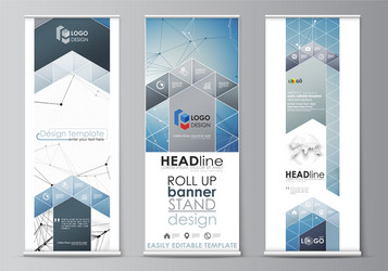 Roll up banner stands flat design templates vector