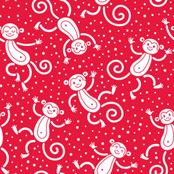 Seamless pattern with monkeys playing in snow vector