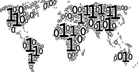 World map collage of binary digits vector