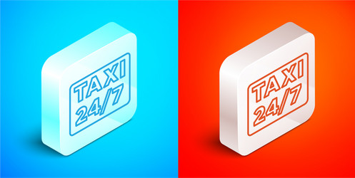 isometric line map pointer with taxi icon isolated vector image