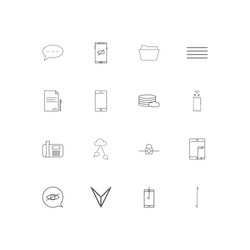 network and database simple linear icons set vector image