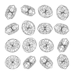 wireframe lined shapes perspective mesh 3d grid vector image