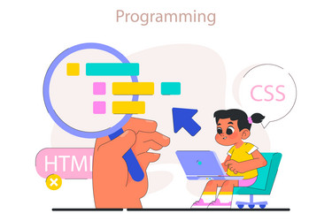 little girl do programming computer science ai vector image
