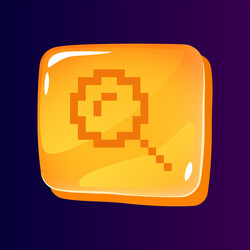 Magnifying glass glossy ui button with pixelated vector