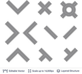 road construction set highway map toolkit vector