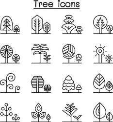 tree forest park icon set in thin line style vector image