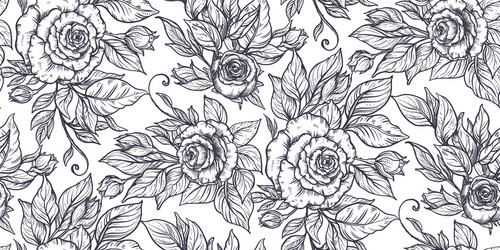 Vintage Rose Seamless Pattern Vector Image