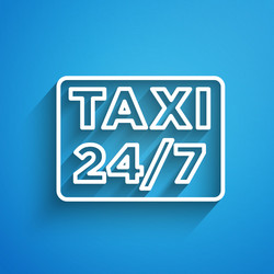 White line map pointer with taxi icon isolated vector