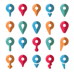 colorful map pointer icons set vector image