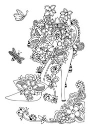 Floral Women's Shoes Zentangle Vector Image