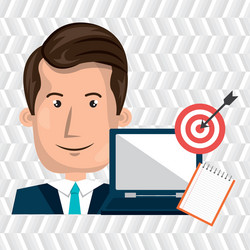 man with computer isolated icon design vector image