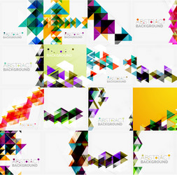set of triangle geometric abstract backgrounds vector image