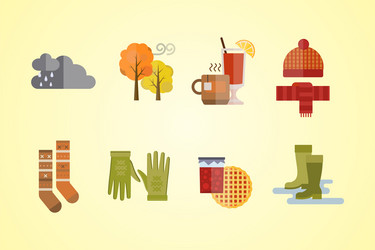 Collection of autumn clothes set items the fall Vector Image