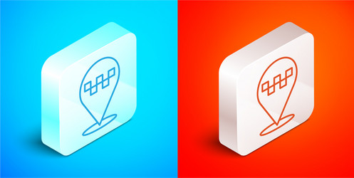 isometric line map pointer with taxi icon isolated vector image