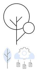 minimalist tree design with cloud-based document vector image