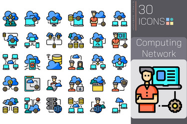 computing network color line vector image