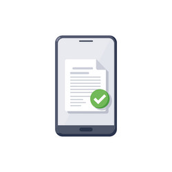 smartphone displaying document with checkmark vector image