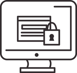 website with padlock on computer line style icon vector image