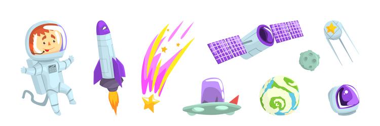 astronaut outer space object and attribute vector image