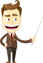 Funny cartoon businessman presenting or showing vector