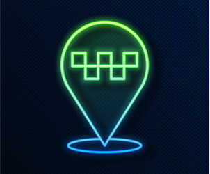 glowing neon line map pointer with taxi icon vector image