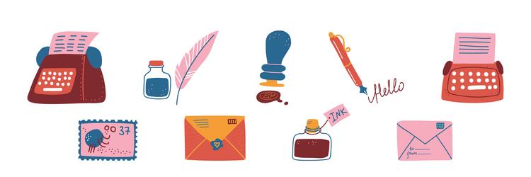 post and mail service object item set vector image
