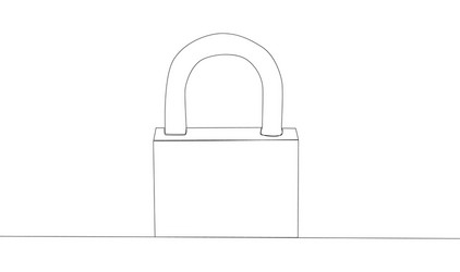 Self-drawing with one line a closed padlock vector