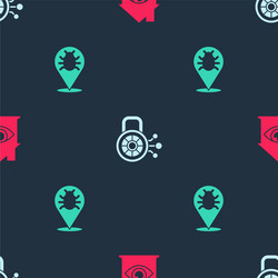 Set house with eye scan cyber security and system vector