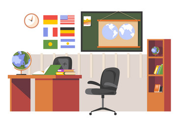 Interior of teacher offfice or classroom in school vector