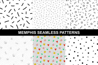 collection of abstract memphis patterns vector