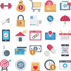 shop and commerce color icons set every si vector