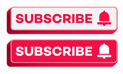 subscribe button 3d style red color vector image