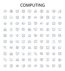 computing outline icons collection vector image