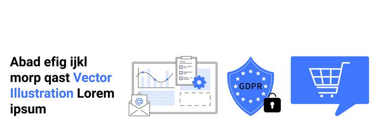 data analysis gdpr security and e-commerce vector image