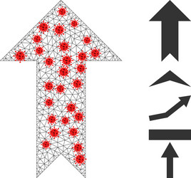 polygonal network arrow up icon with pathogen vector