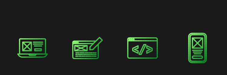 set line front end development ui or ux design vector image