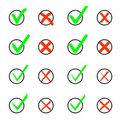 set of check marks and xs vector image