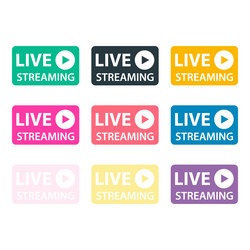 set of live streaming icon stream button design vector image