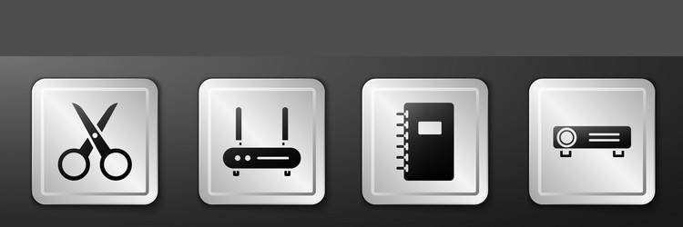 set scissors router and wi-fi signal spiral vector image