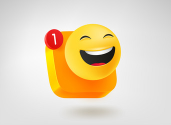 smiling emoji button 3d mobile application icon vector