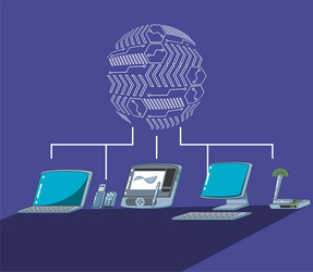 graphic tablet with computers vector image