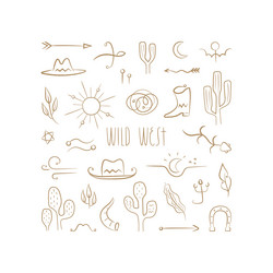 Bohemian american native elements set wild west Vector Image