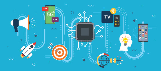 internet things edge computing and 5g vector image