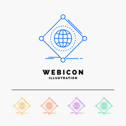 iot internet things of global 5 color line web vector image