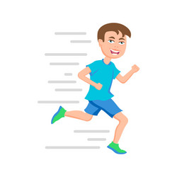 boy running kid marathon runner vector