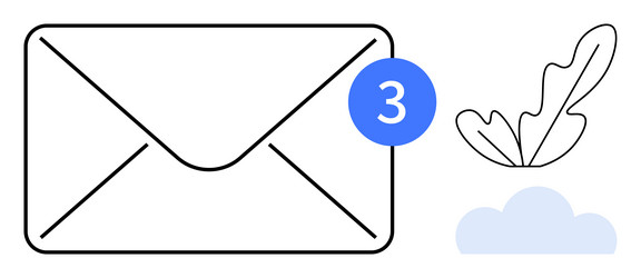 envelope with notification badge of three new vector image